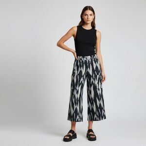 DEMOCRACY Nordstrom Crop Wide Leg Pants In Neutral Spruce/Stone Size Medium